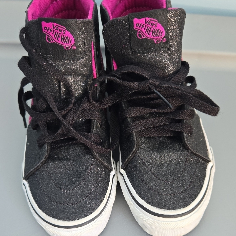 Vans Black and Pink High-Top Sneakers